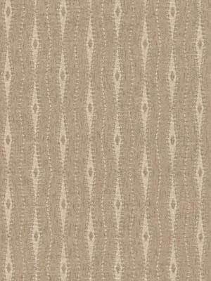 Oatmeal upholstery fabric with cream ikat diamond pattern and linen-like texture.
