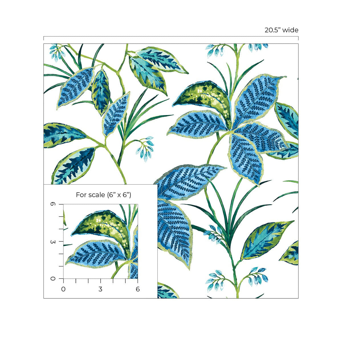 Boho Leaf Trail Peel and Stick Wallpaper in Lagoon featuring flowing botanical leaves, soft floral elements, and a relaxed bohemian design in calming blue tones. This nature-inspired wallpaper creates an elegant accent wall for bedrooms, living rooms, nurseries, entryways, and home offices. Removable, washable, and renter-friendly wallpaper ideal for boho, coastal, and modern interiors.