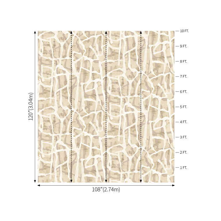 Japandi Style Jouji Mural Wallpaper (JP11505M) showcasing an abstract neutral pattern with warm earthy tones for modern minimalist interior walls.