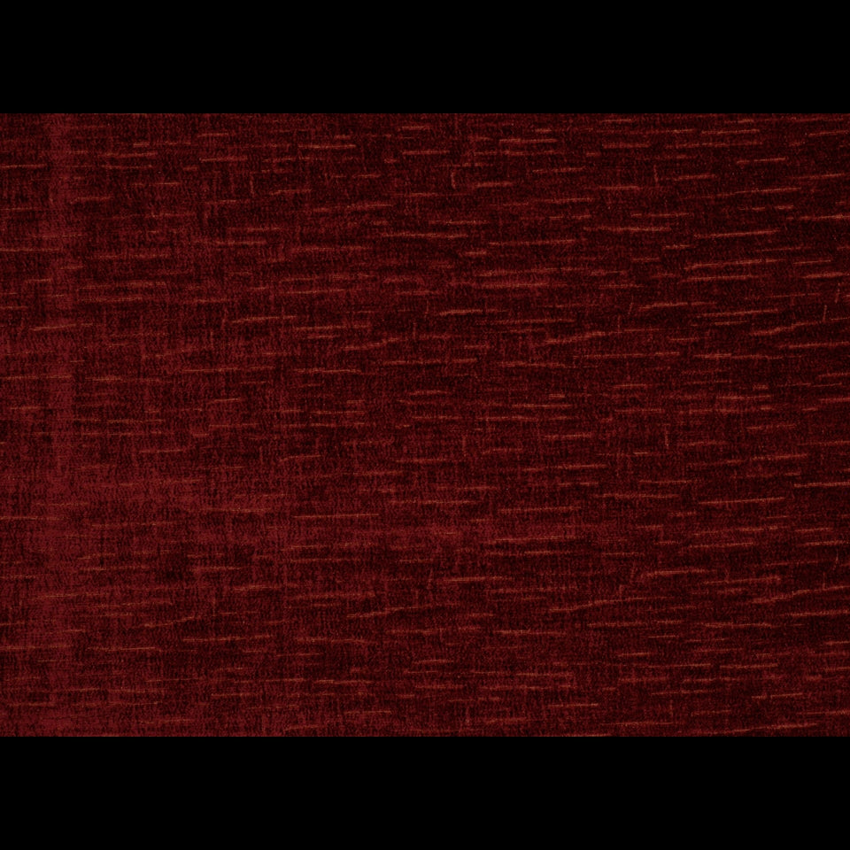 Rectangular deep red fabric swatch with brushed texture and fine horizontal streaks.