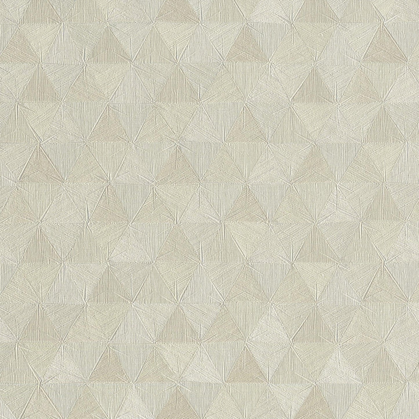 Cream beige quilted vinyl wallpaper with a triangular diamond pattern and subtle linear shading.