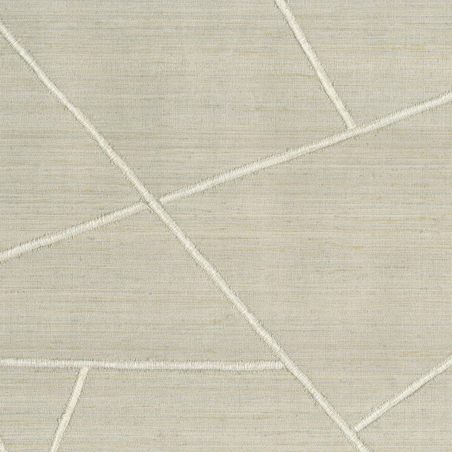 Beige wallpaper with a cream geometric pattern of intersecting lines and triangles.