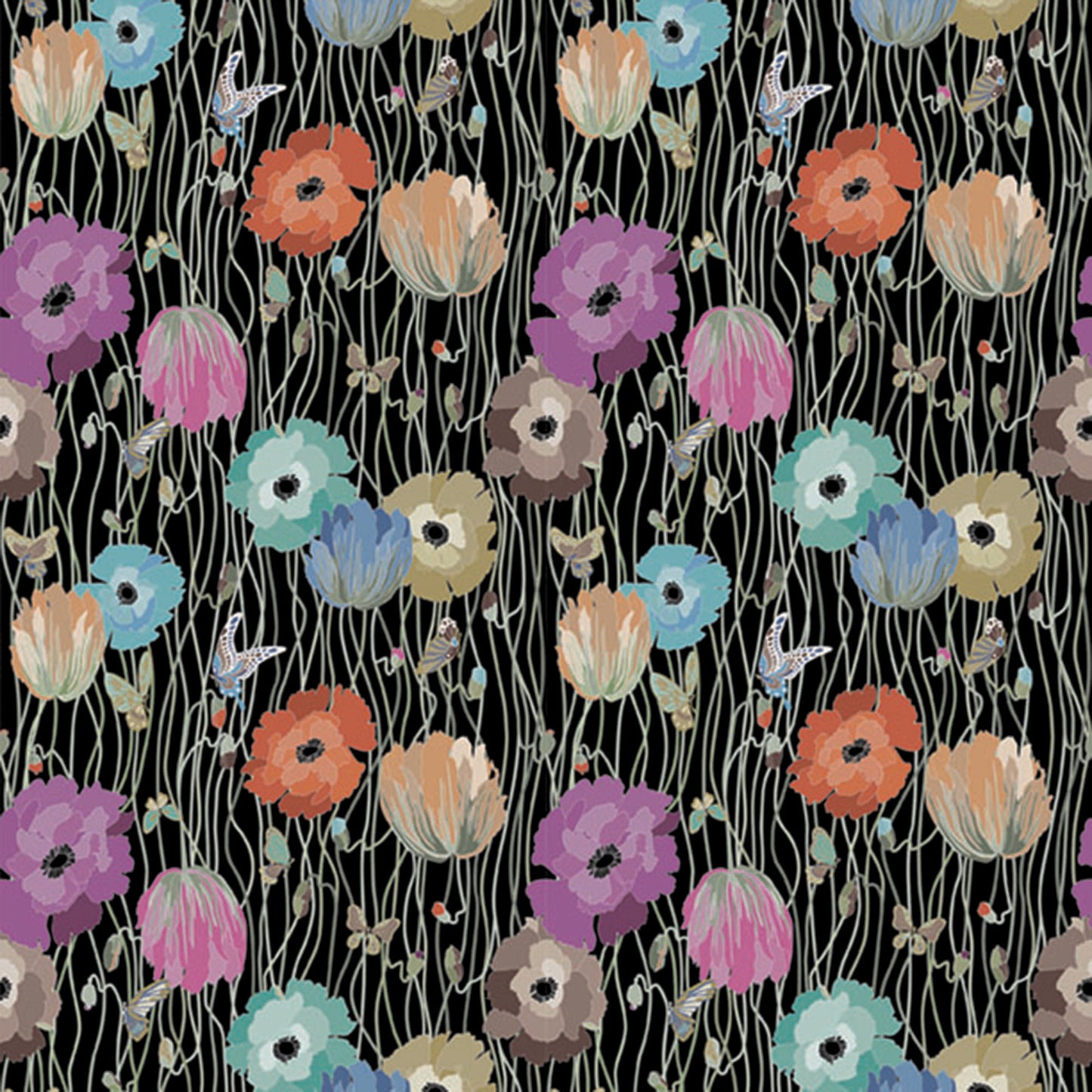 JF Fabrics -Wallpaper 10195 1 Wallpaper Black,Green,Blue,Pink,Orange,Rust Non-Woven, Mural, Width Extendable - 8282401 W8731