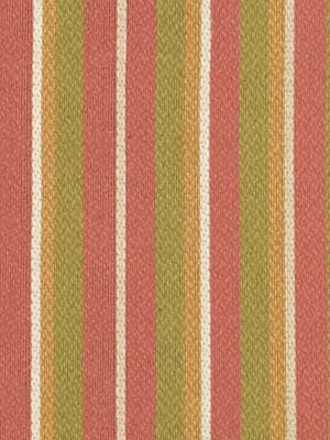 Textured woven fabric with vertical stripes in coral pink & olive green, cream & gold.