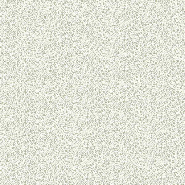 Green wallpaper with a tiny botanical pattern and subtle speckled texture.