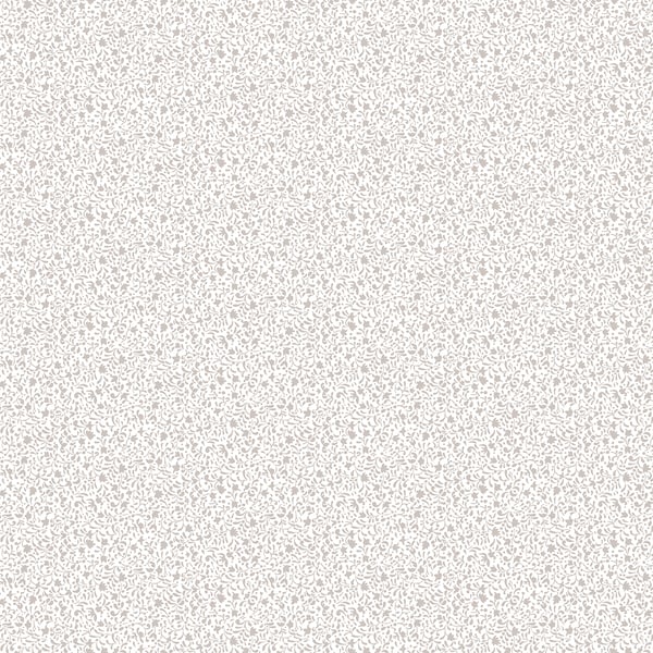 Silver Grey micro floral pattern with tiny gray blossoms; delicate repeating wallpaper texture.