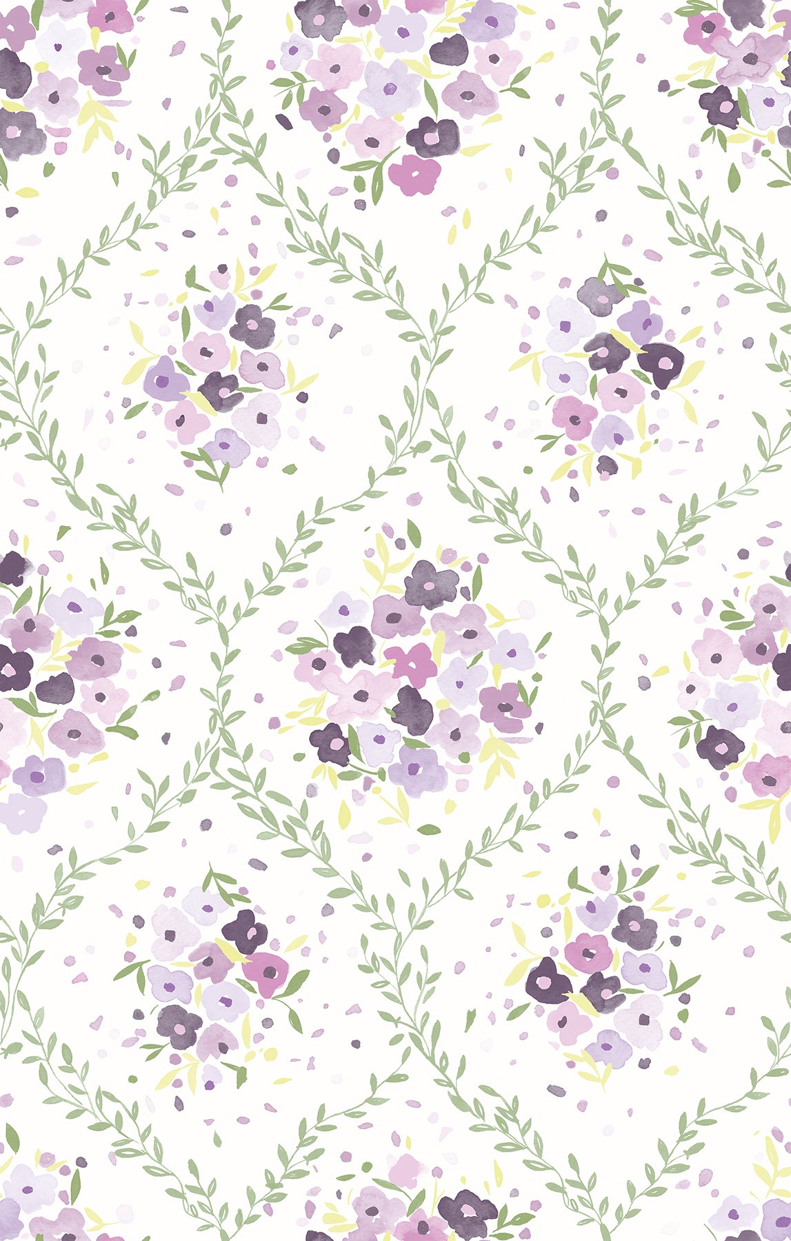 York Wallcoverings RoomMates Lavender Trellis Lavender Peel and Stick Mural Modern Graphics Purples Wallpaper - 1266098 (Discontinued)