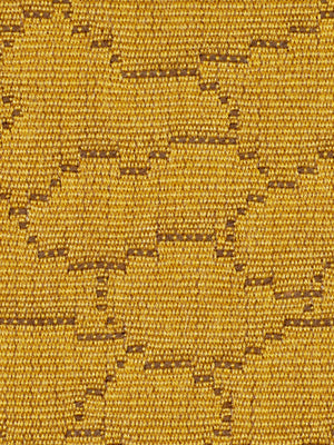 Mustard-yellow woven upholstery fabric with dark brown geometric hex/snake-skin pattern; durable fabric suitable for decor or upholstery.