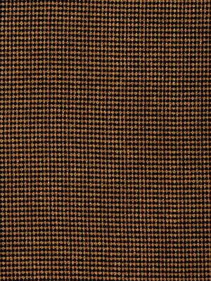 Brown and orange micro-check woven fabric with a tweed-like texture, ideal for jackets or upholstery.