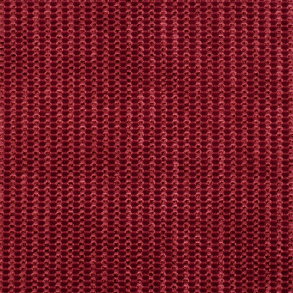 Close-up of burgundy woven upholstery fabric with a tight grid texture.