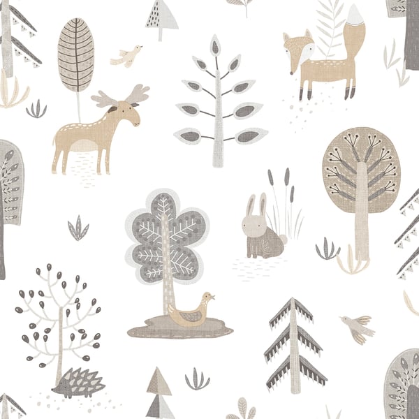 Galerie Wallcoverings Little Explorers 2 Country Animals Galerie Wallcoverings Silver Grey - 14801