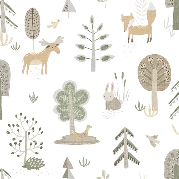 Galerie Wallcoverings Little Explorers 2 Country Animals Galerie Wallcoverings Green - 14802
