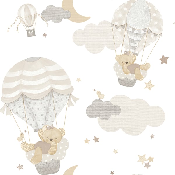 Galerie Wallcoverings Little Explorers 2 Hot Air Balloons Galerie Wallcoverings Silver Grey - 14817