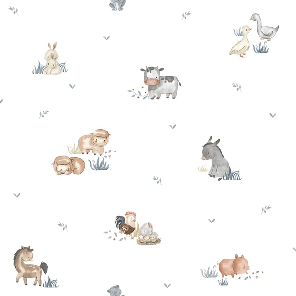 Galerie Wallcoverings Little Explorers 2 Farm Animals Galerie Wallcoverings White - 14830