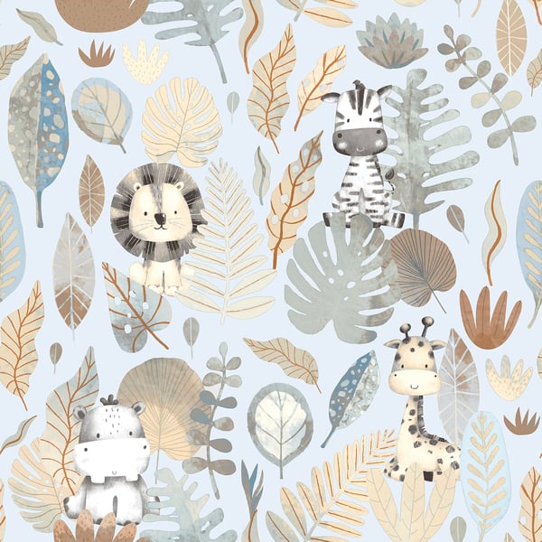 Galerie Wallcoverings Little Explorers 2 Savannah Galerie Wallcoverings Blue - 14836