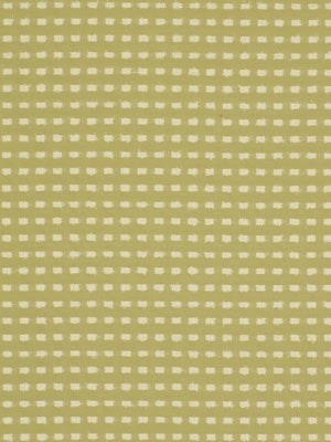 Celery-colored woven upholstery fabric with a white dashed grid pattern.