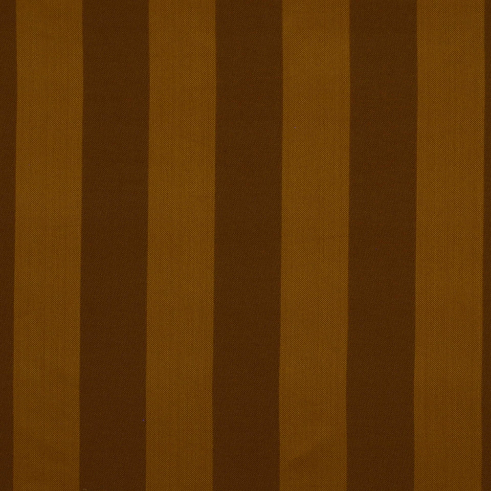 Toffee-colored upholstery fabric with a two-tone vertical stripe pattern.
