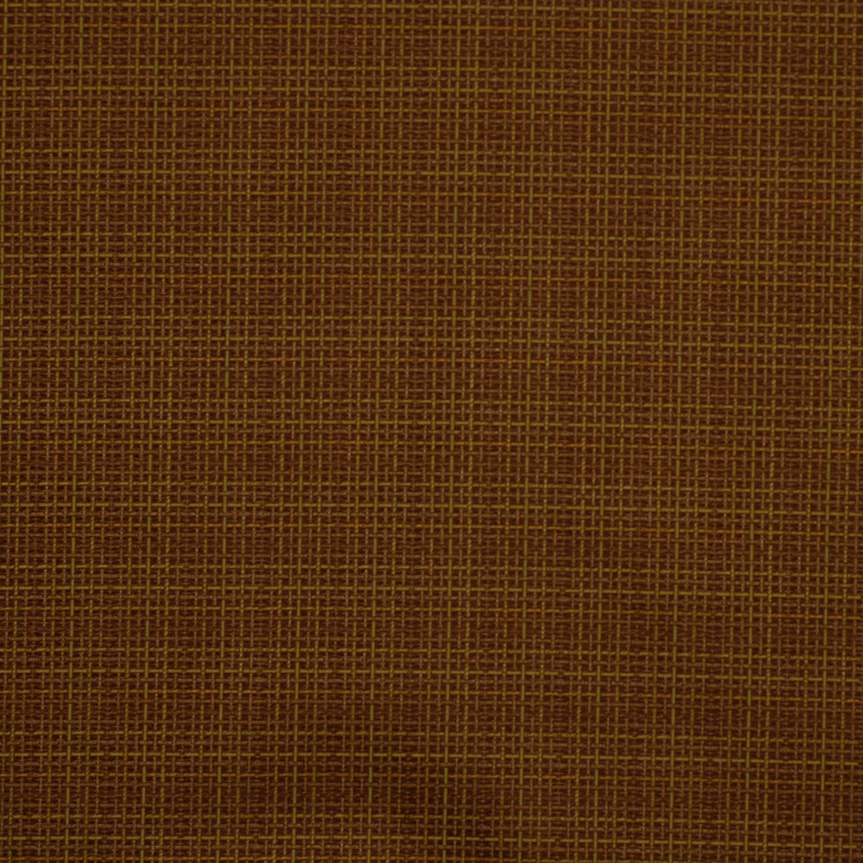 Brown woven fabric swatch with tight crosshatched grid; upholstery/home decor material.
