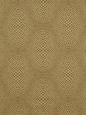 Beige-tan dotted geometric fabric with repeating oval motifs; reptile-skin inspired texture, ideal for upholstery or decor.