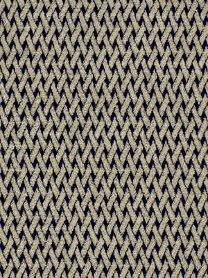Close-up of navy & beige lattice/grid woven upholstery fabric texture.