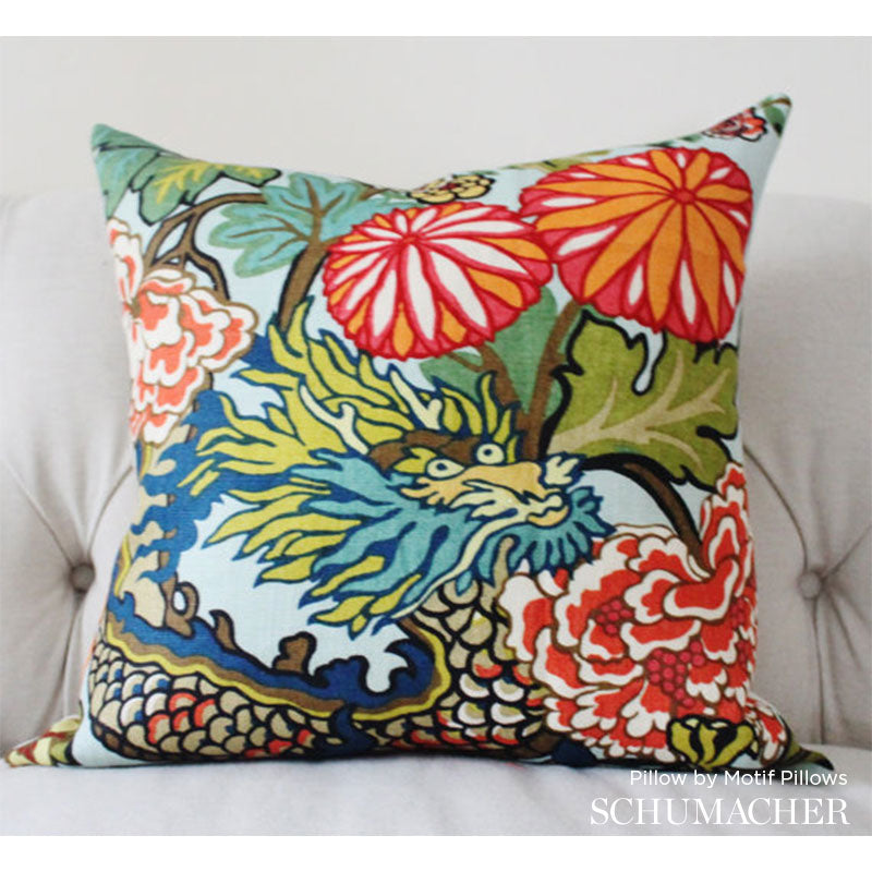 SCHUMACHER FABRIC PRINT HAPPY CHIANG MAI DRAGON AQUAMARINE - 173270