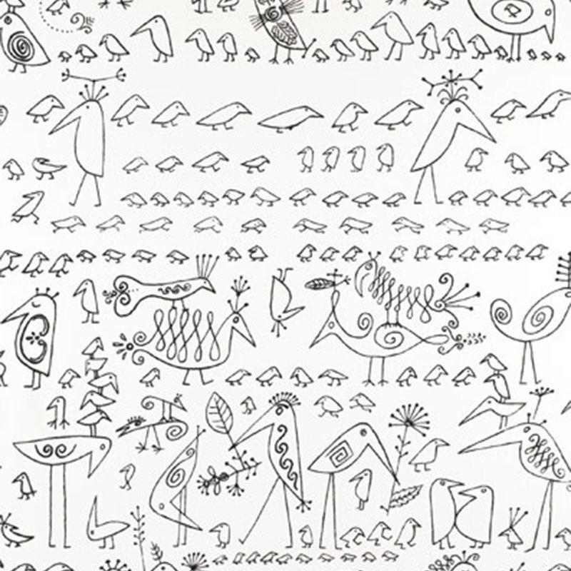 SCHUMACHER FABRIC EXUBERANT PRINTS AVIARY BLACK ON WHITE - 174770