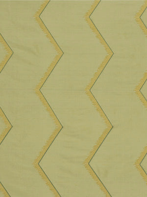 Pale yellow wallpaper featuring a gold chevron zigzag pattern for a retro wall covering
