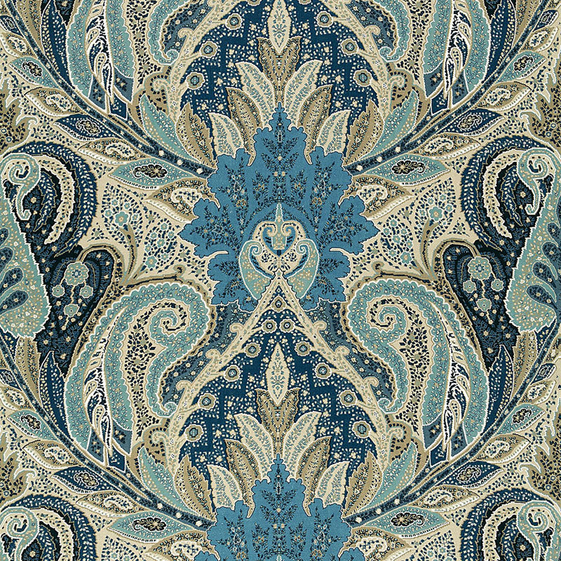 SCHUMACHER OTTOMAN CHIC CAMBAY PAISLEY PRINT PRINTS PRINTS AZURE - 174883