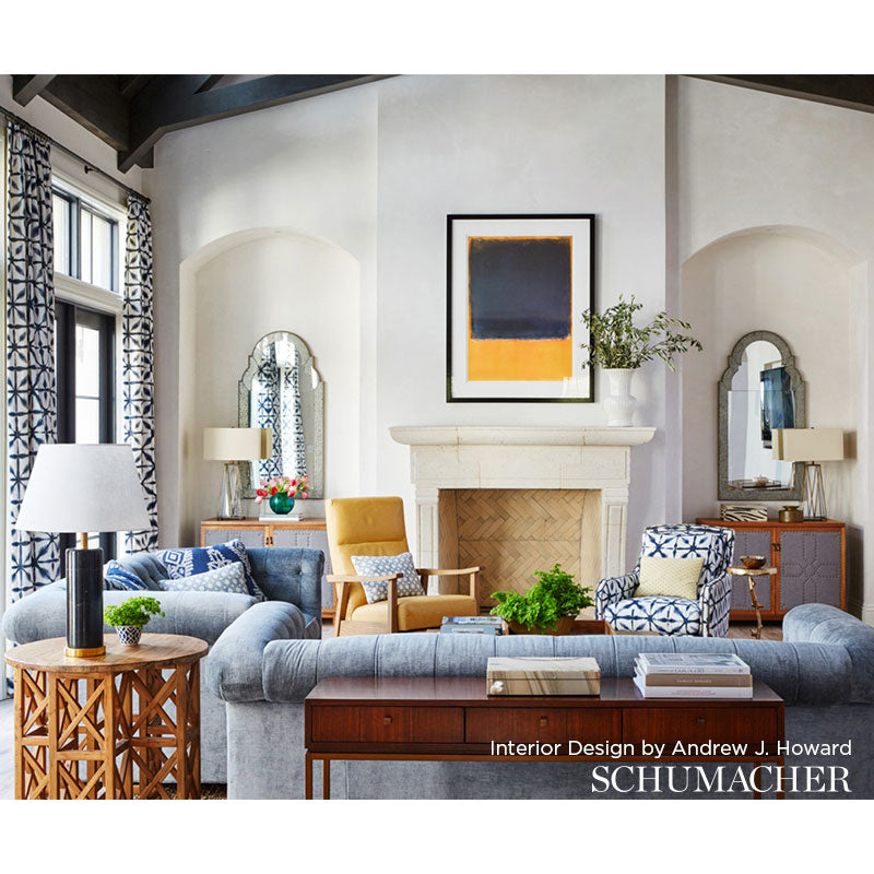 SCHUMACHER AU NATUREL ANDROMEDA LINEN PRINTS PRINTS INDIGO - 175380