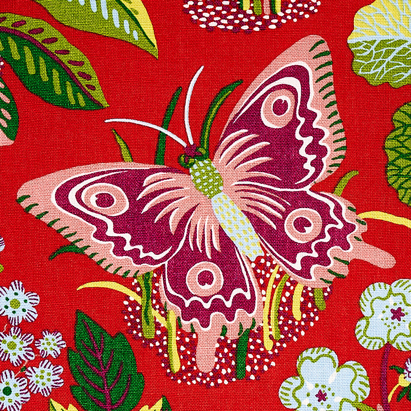 SCHUMACHER FABRIC GOOD VIBRATIONS EXOTIC BUTTERFLY RED - 176180
