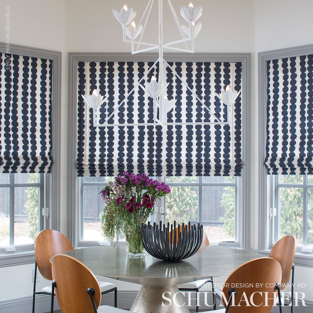 Fabric swatch with a faded black Full Circle pattern.