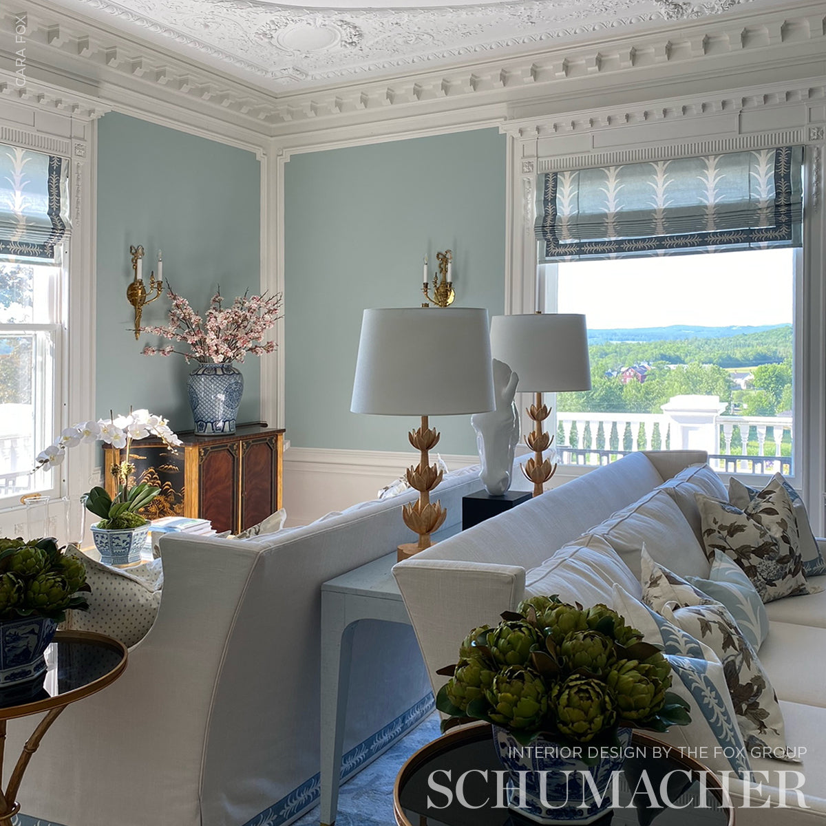 SCHUMACHER FABRIC CELERIE KEMBLE ACANTHUS STRIPE SKY - 177633