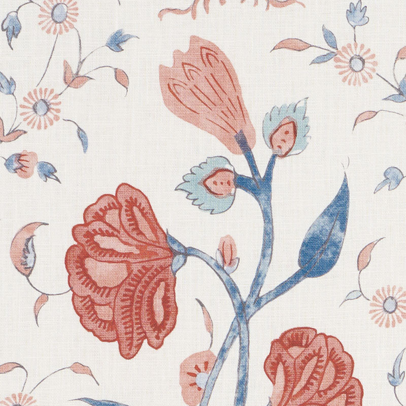 SCHUMACHER PALAMPORE KHILANA FLORAL PRINTS PRINTS DELFT , ROSE - 178330