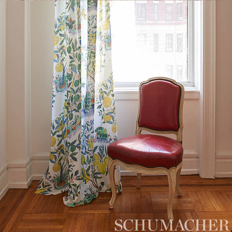 SCHUMACHER FABRIC PATTERNED SHEERS & CASEMENTS CITRUS GARDEN SHEER PRIMARY - 178350