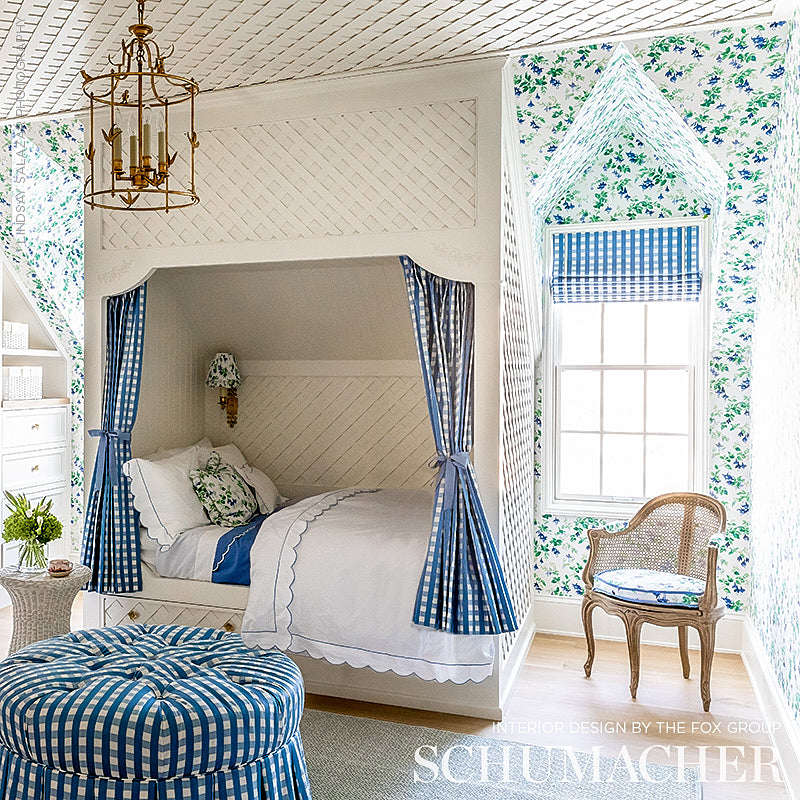 SCHUMACHER FABRIC REVISIT OF POPULAR PATTERNS GARDEN GATE CHINTZ COBALT - 178680