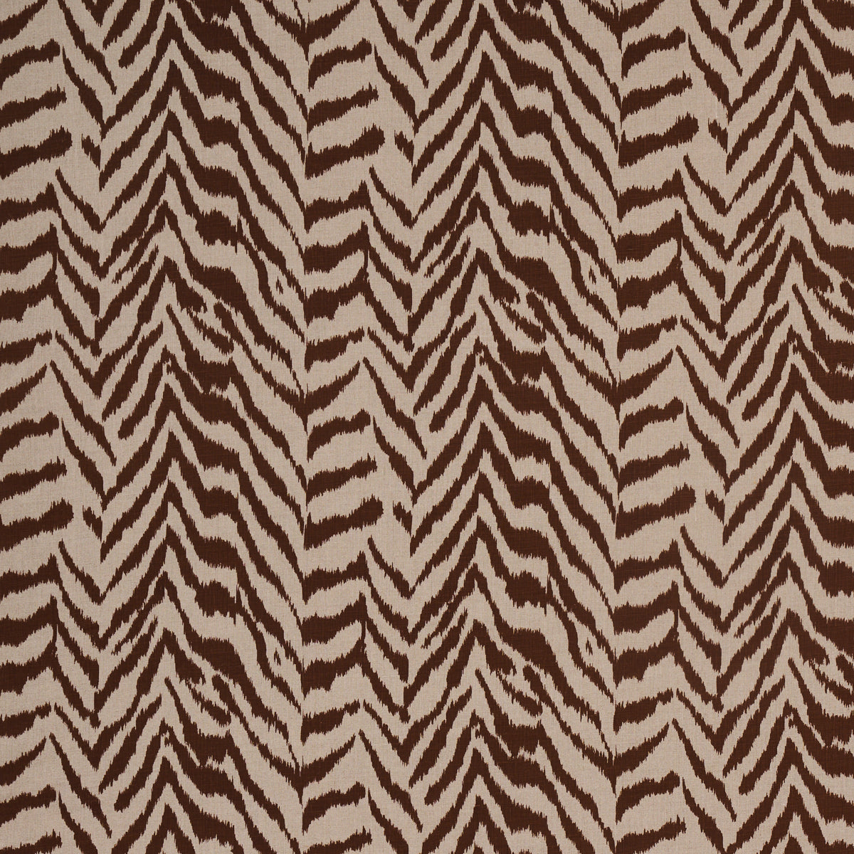 Brown and beige zebra-patterned print with bold wavy stripes.