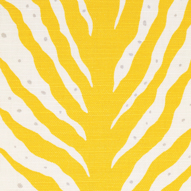 Yellow lemonade fabric with creeping fern print & canvas texture.