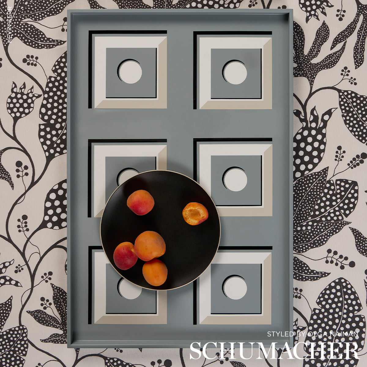 SCHUMACHER FABRIC MARIAN MCEVOY POLKA DOT JUNGLE BLACK & CREAM - 181653