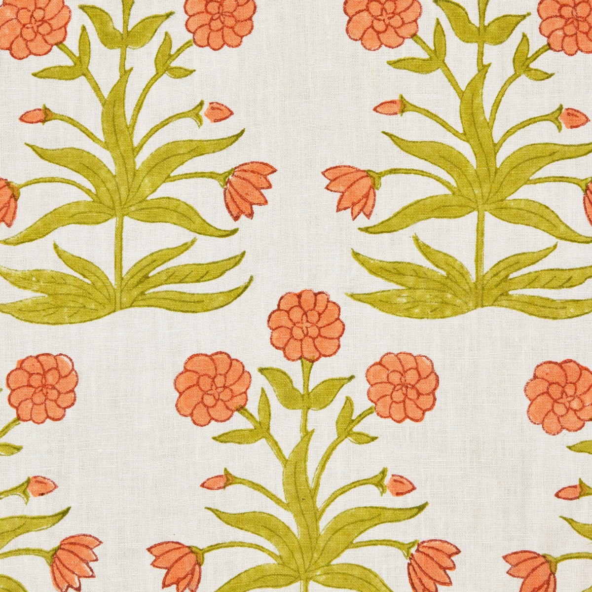 SCHUMACHER MOLLY MAHON MUGHAL HAND BLOCK PRINT PRINTS PRINTS PEACH SAP GREEN - 181783