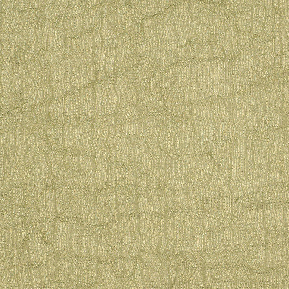 Sage textured drapery fabric with subtle wavy ridges and a quilted jacquard-like pattern.