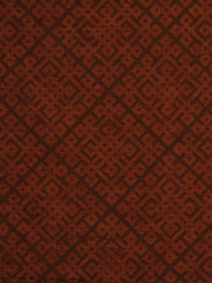 Rust-brown woven fabric featuring a repeating geometric diamond lattice pattern.