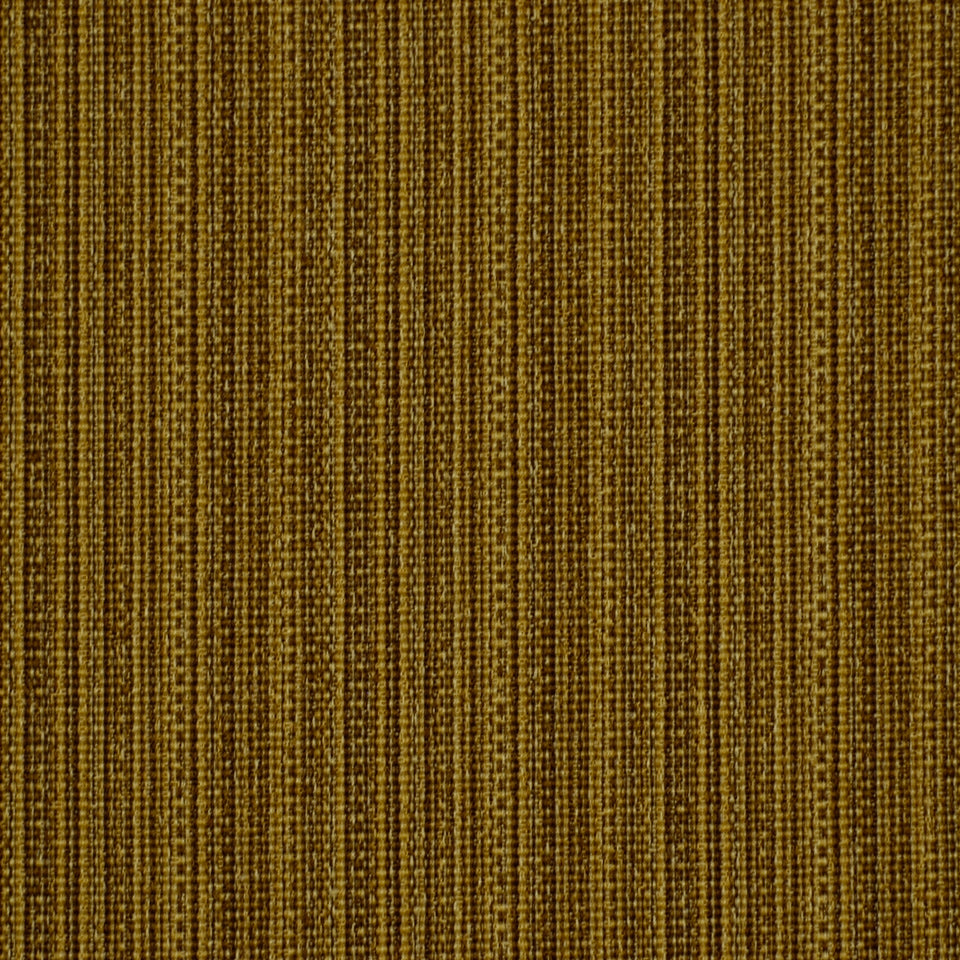 Brown and amber woven upholstery fabric with tight vertical stripes.