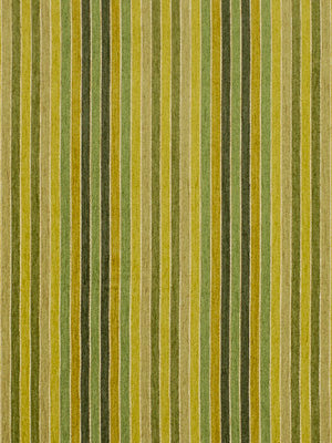Vertical striped fabric pattern in olive, lime, and yellow-green with tan accents.