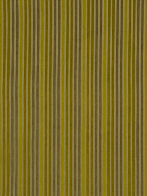 Yellow and olive vertical stripe upholstery fabric with a narrow woven texture.