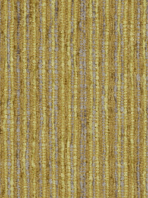 Golden striped woven rug with vertical mustard and cream lines and textured pile.