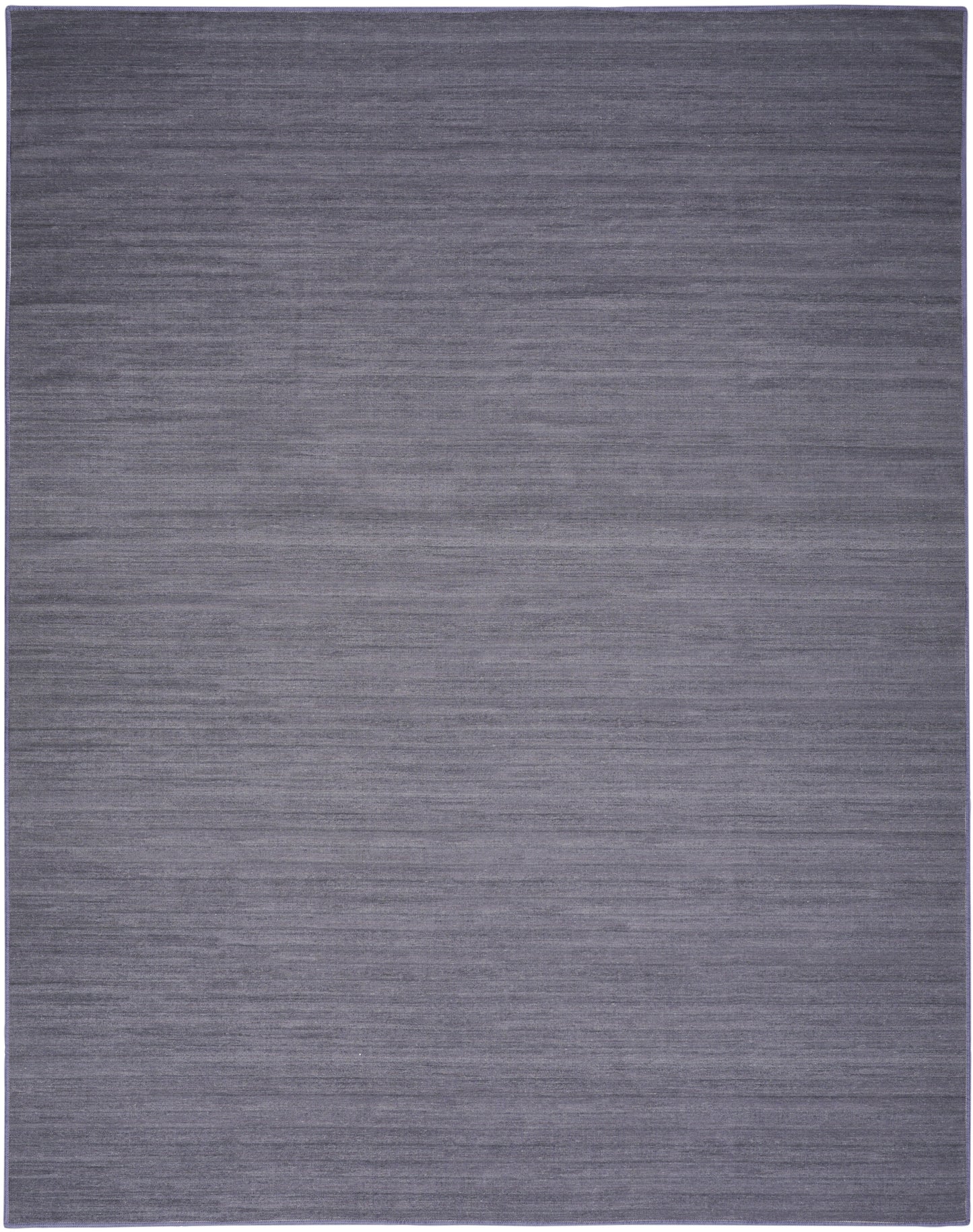 Rectangular dark gray rug with a subtle brushed texture and horizontal weave for a modern minimalist look. 8' x 10'.