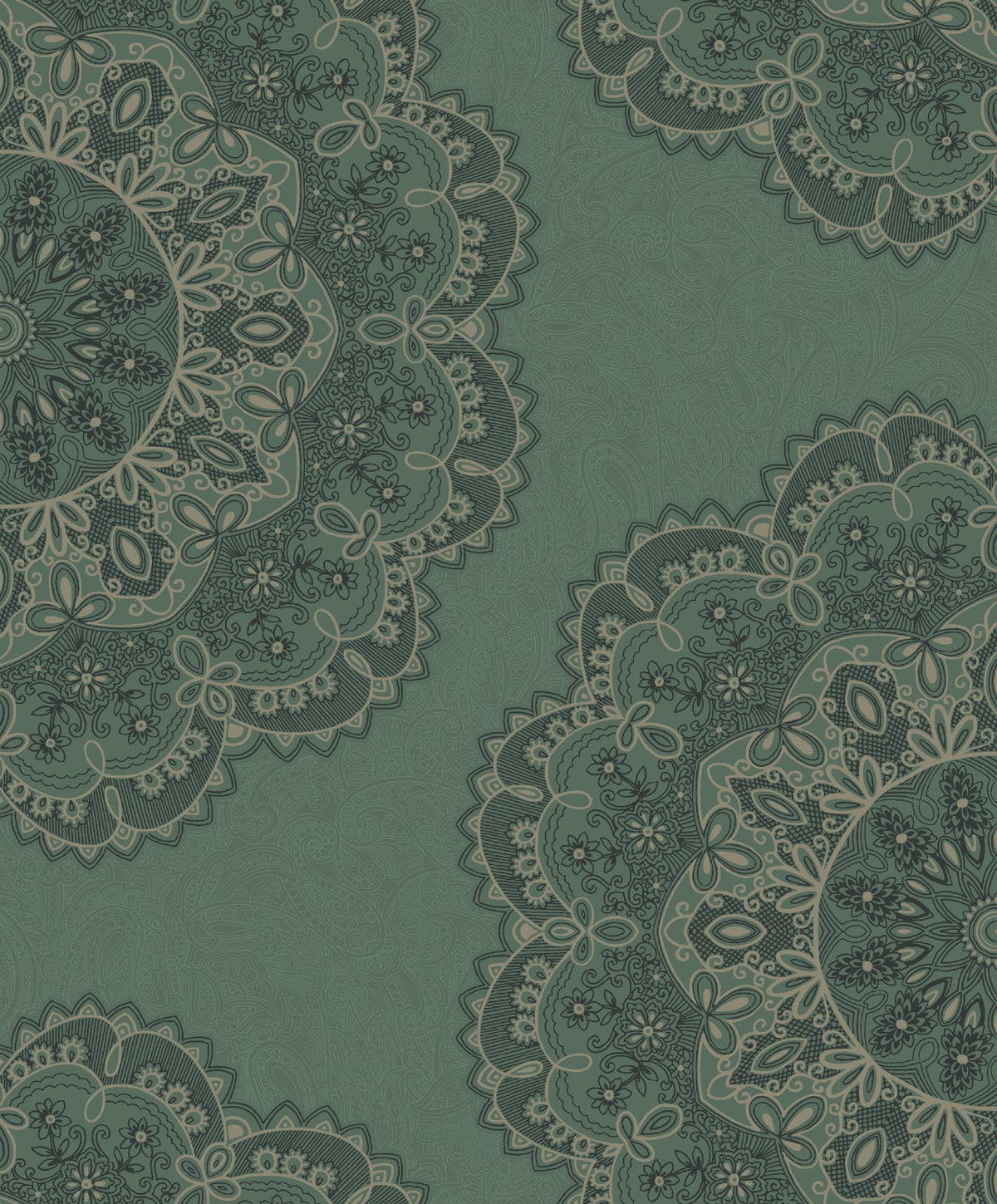 Etten Studios Lace Medallion Geometric Transitional Sea Green, Beige, , Ebony - 2010904