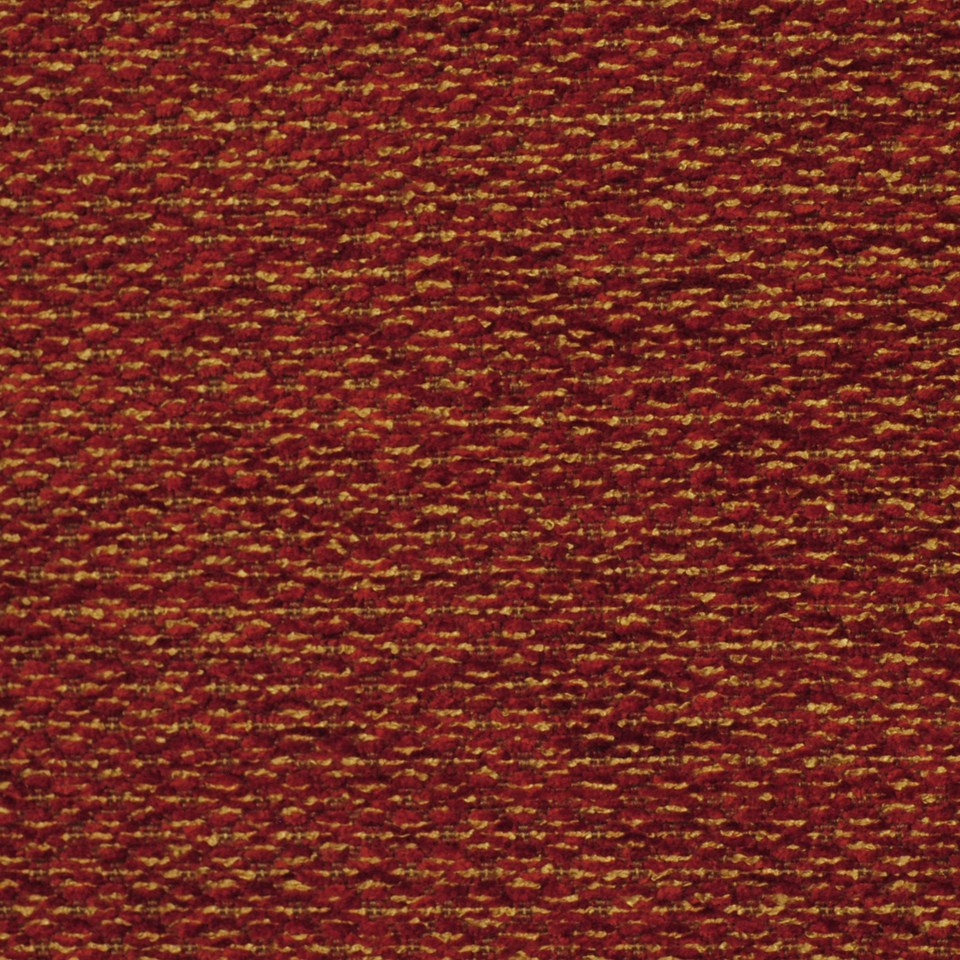 Rust red tweed fabric with orange-yellow flecks in a tight woven texture; upholstery fabric.