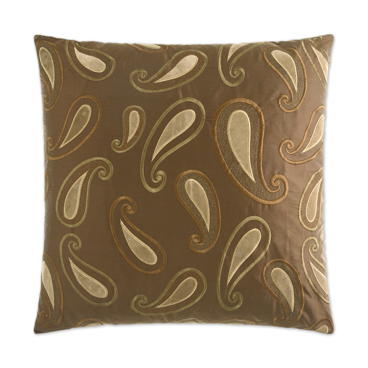D.V. KAP HOME 24" x 24" Terme Pillow - Brown Embroidery, Traditional - 2065-B-2424
