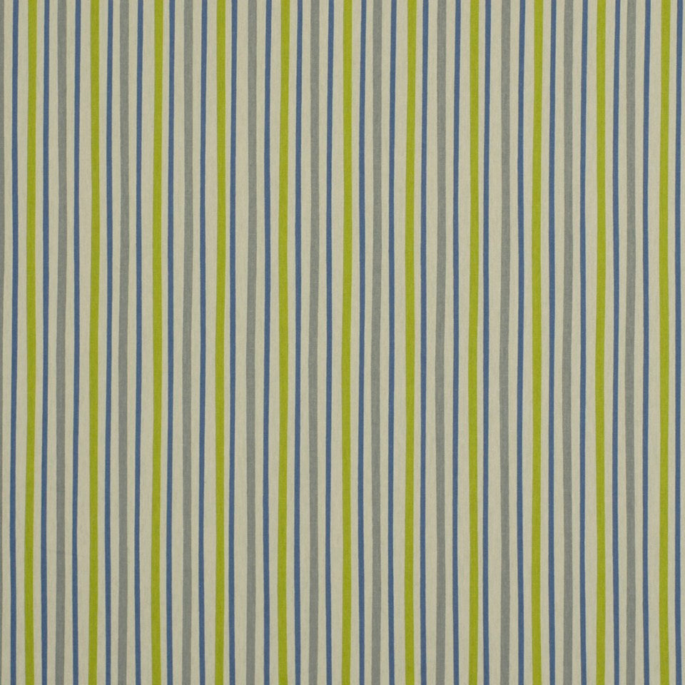 Grey vertical striped drapery fabric.